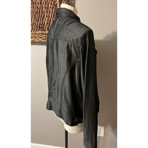 Tahari Black Womens Jean Jacket Gray Steel XL Extra Large Washable Unlined - Picture 5 of 9